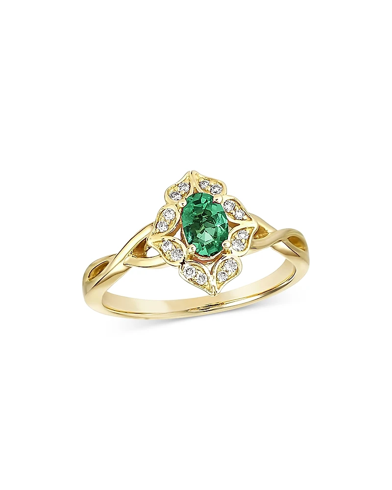 Bloomingdale's Fine Collection Emerald & Diamond Art Deco Ring