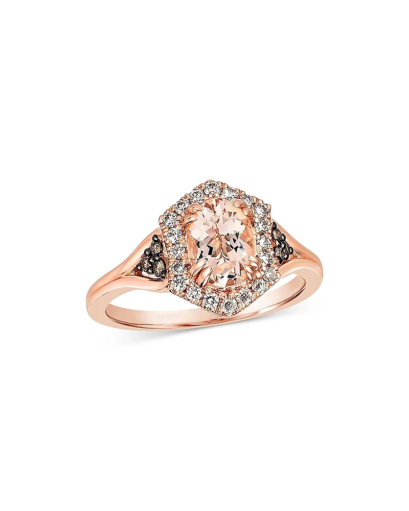 Bloomingdale's Fine Collection Morganite & Diamond Halo Ring