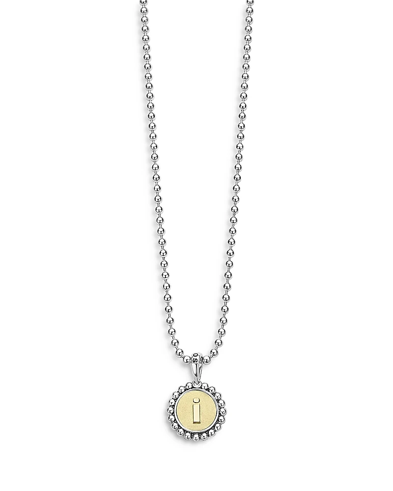 Lagos Sterling Silver and 18K Yellow Gold Signature Caviar Initial Pendant Necklace