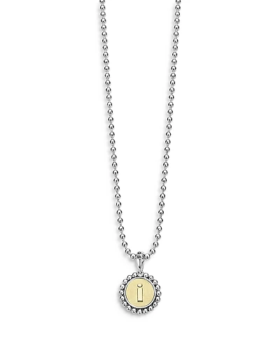 Lagos Sterling Silver and 18K Yellow Gold Signature Caviar Initial Pendant Necklace