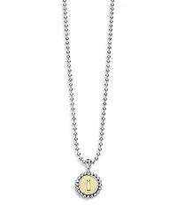 Lagos Sterling Silver and 18K Yellow Gold Signature Caviar Initial Pendant Necklace