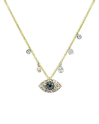 Meira T 14K White & Yellow Gold Multicolor Diamond & Seed Cultured Pearl Evil Eye Pendant Necklace, 18