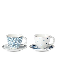 Lenox Blue Bay 4 Piece Teacup & Saucer Set