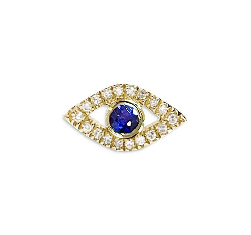 Meira T 14K Yellow Gold Blue Sapphire & Diamond Evil Eye Single Stud Earring