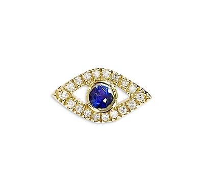 Meira T 14K Yellow Gold Blue Sapphire & Diamond Evil Eye Single Stud Earring