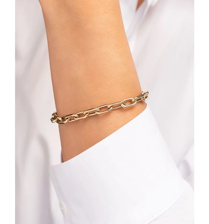 14K Yellow Gold Large Open Link Chain Bracelet