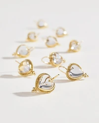 18K Yellow Gold Rock Crystal Heart Earrings