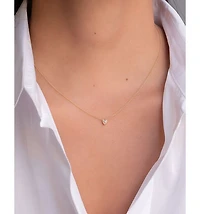 14K Yellow Gold Pear Diamond Bezel Pendant Necklace, 16-18"
