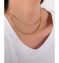 14K Yellow Gold Extra Large Paper Clip Chain Necklace, 16"