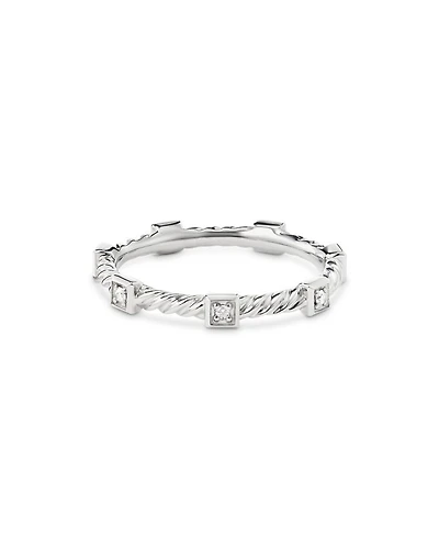 18K White Gold Cable Collectibles Diamond Stack Rings