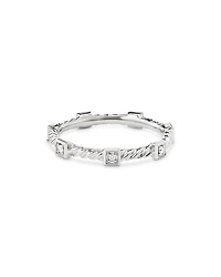 18K White Gold Cable Collectibles Diamond Stack Rings