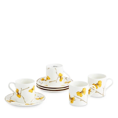 Michael Aram Butterfly Ginkgo Gold Demitasse Set, Service for 4