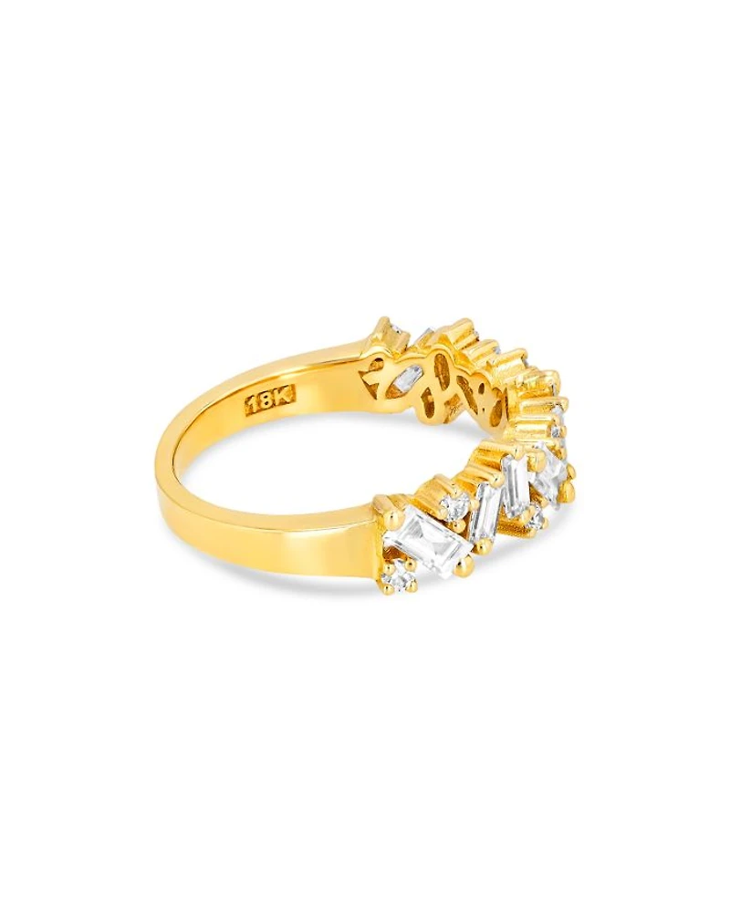 18K Yellow Gold Fireworks Baguette & Round-Cut Diamond Half Eternity Band