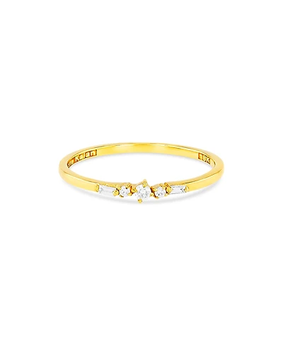 Suzanne Kalan 18K Yellow Gold Fireworks Diamond Baguette & Round-Cut Narrow Band