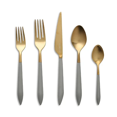 Vietri Ares Oro & Light Gray 5-Piece Place Setting
