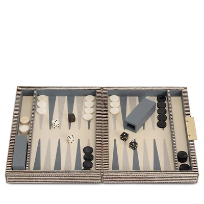 Bailey Brown Candy Striped Print Hair-On-Hide Backgammon Game Set, Small