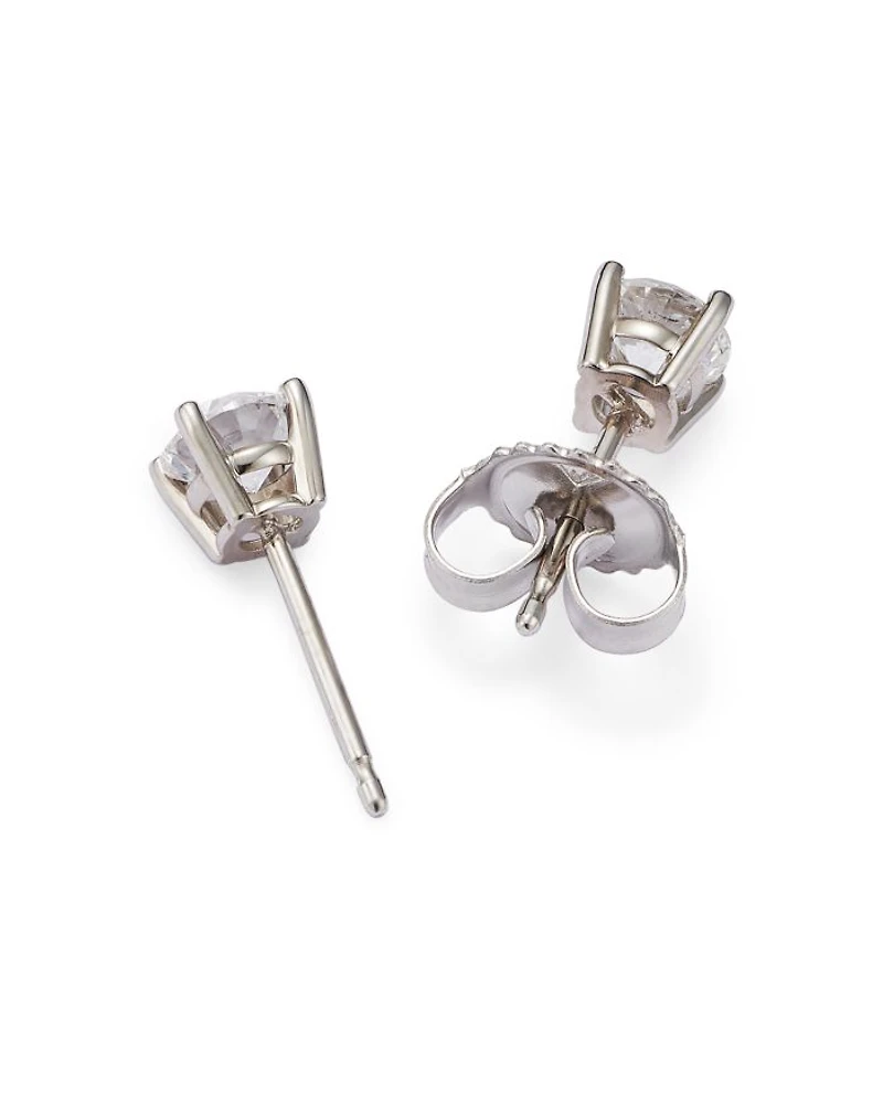 Colorless Certified Round Diamond Stud Earring 18K White Gold, 0.30-2.0 tcw