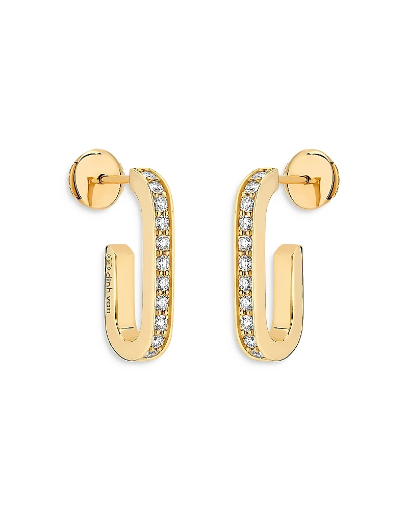 Dinh Van 18K Yellow Gold Maillon Diamond Drop Earrings