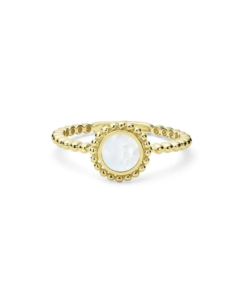 18K Yellow Gold Covet Mother of Pearl Stack Ring