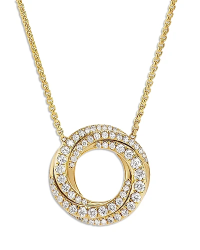 David Yurman Petite Pave Crossover Pendant Necklace