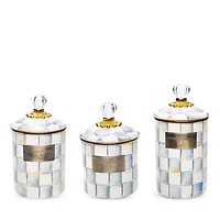 Sterling Check Enamel Canister, Medium