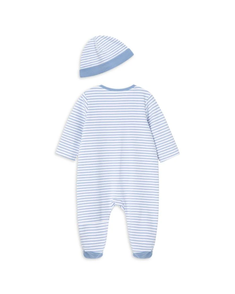 Boys' Cotton Striped Elephant Footie & Hat Set - Baby