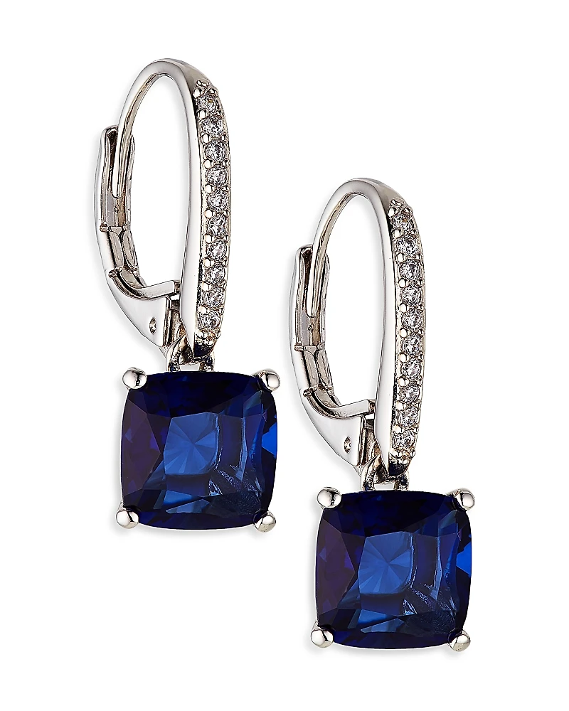 Nadri Modern Love Blue Cubic Zirconia Square Drop Earrings