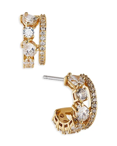 Nadri Love All Cubic Zirconia & Synthetic Corundum Double Row Hoop Earrings