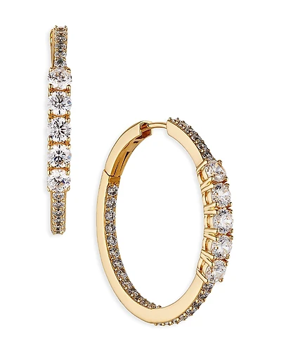 Nadri Love All Cubic Zirconia Hoop Earrings