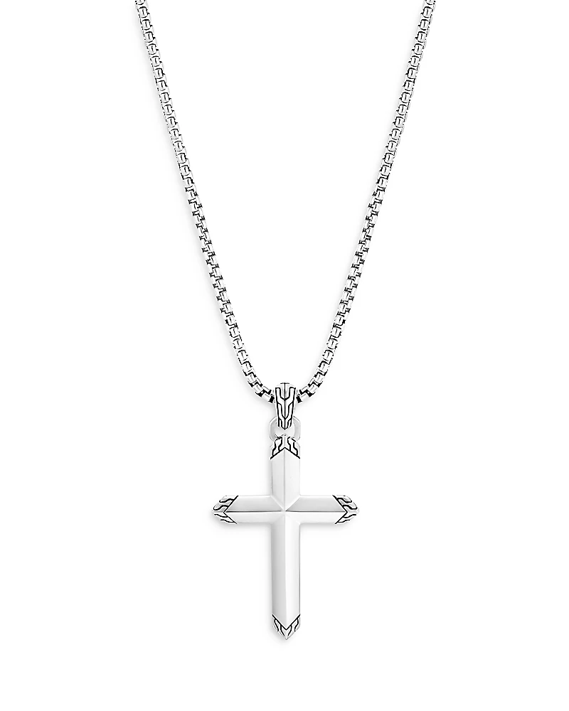 John Hardy Men's Sterling Silver Classic Chain Cross Pendant Necklace, 22