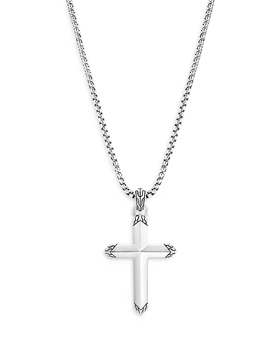 John Hardy Men's Sterling Silver Classic Chain Cross Pendant Necklace, 22