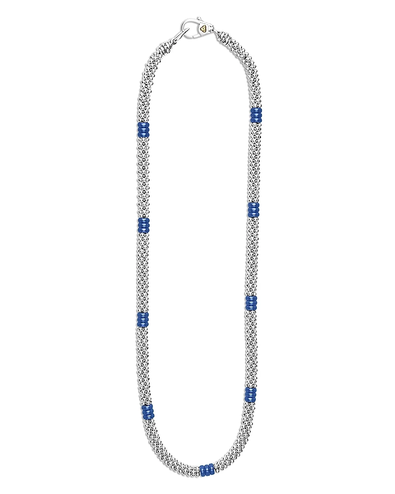 Lagos Sterling Silver Ultramarine Ceramic Rondelle & Bead Collar Necklace