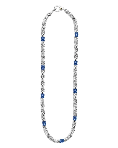 Lagos Sterling Silver Ultramarine Ceramic Rondelle & Bead Collar Necklace