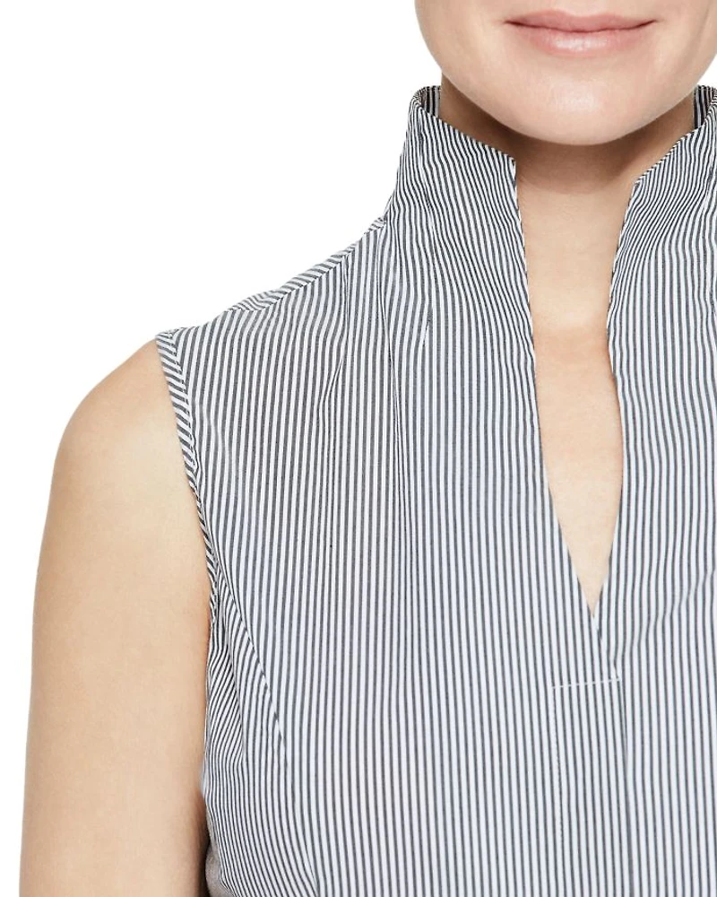 Striped Mandarin Collar Top