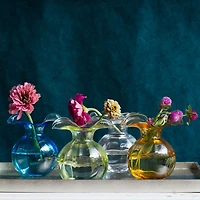 Hibiscus Glass Bud Vase, Aqua
