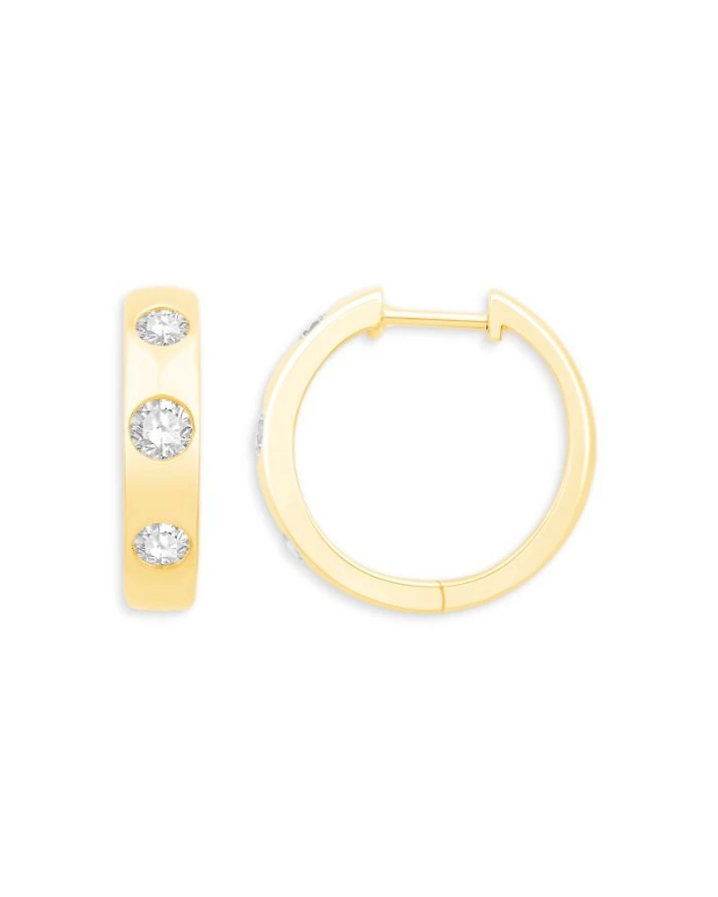 Diamond Hoop Earrings in 14K Yellow Gold, 0.60 tcw