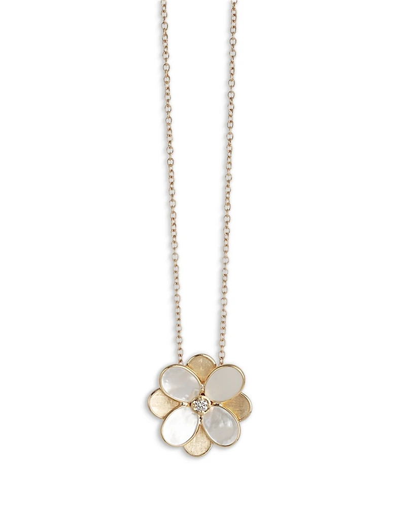 Marco Bicego 18K Yellow Gold Petali Mother of Pearl & Diamond Flower Pendant Necklace, 16.5