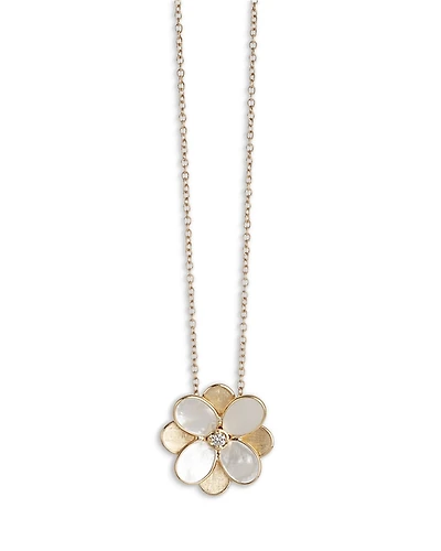 Marco Bicego 18K Yellow Gold Petali Mother of Pearl & Diamond Flower Pendant Necklace, 16.5