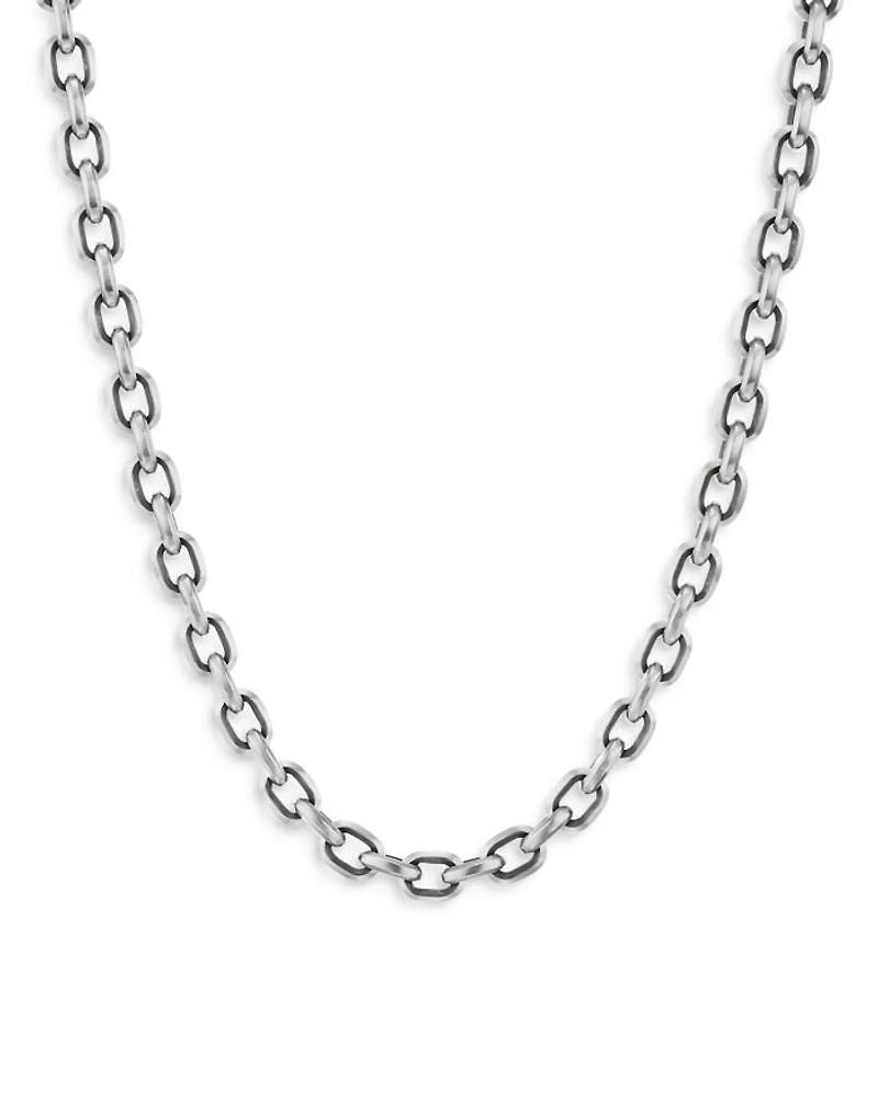 Men's Deco Chain Link Necklace in Sterling Silver 24", 7.5mm