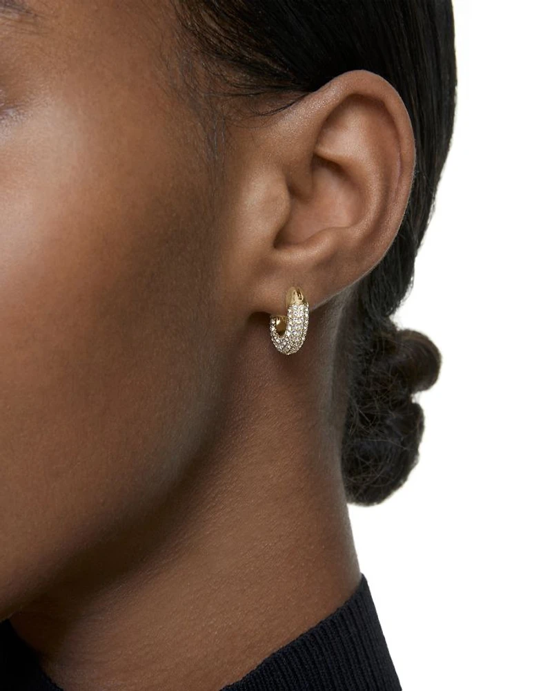 Dextera Pavé Tubular Huggie Hoop Earrings in Gold Tone