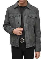 John Varvatos Andrew Slim Fit Leather Trucker Jacket