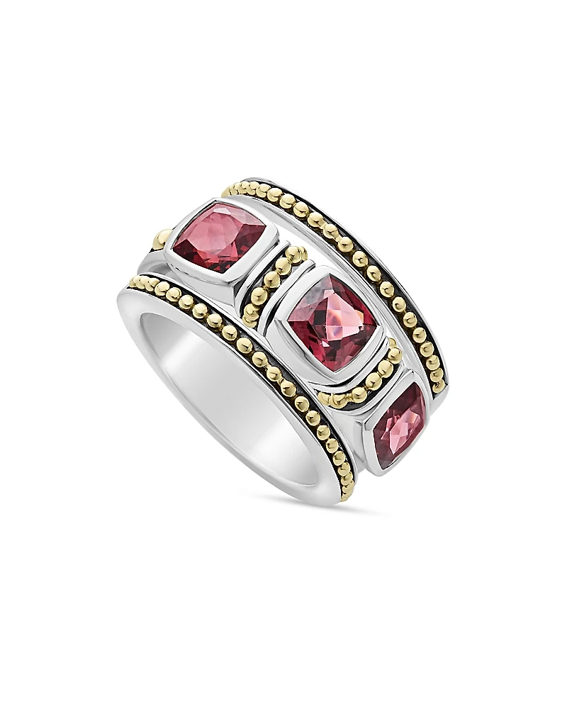 Lagos 18K Yellow Gold & Sterling Silver Rittenhouse Rhodolite Garnet Beaded Ring