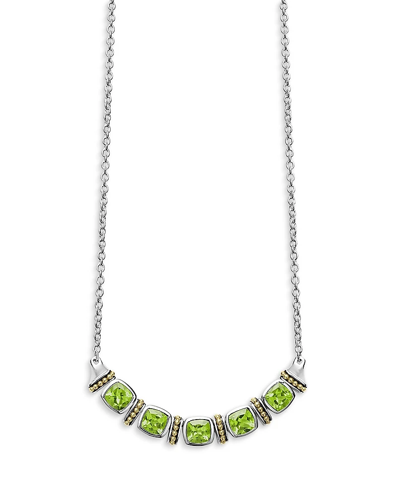 Lagos 18K Yellow Gold & Sterling Silver Rittenhouse Peridot Multi Stone Statement Necklace, 16-18