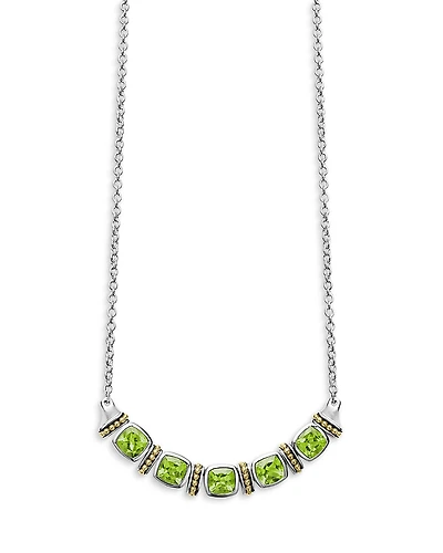 Lagos 18K Yellow Gold & Sterling Silver Rittenhouse Peridot Multi Stone Statement Necklace, 16-18