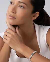 18K Yellow Gold & Sterling Silver Signature Caviar Blue Sapphire Pavé Link Bracelet