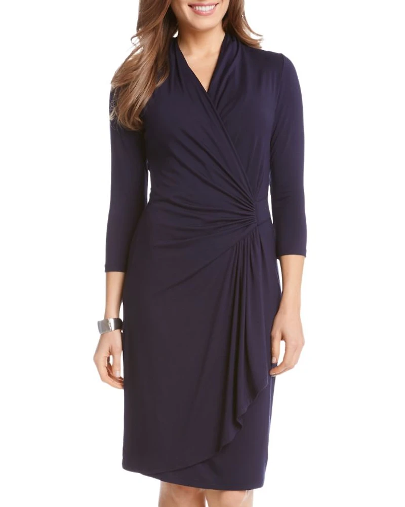 Cascade Faux Wrap Dress