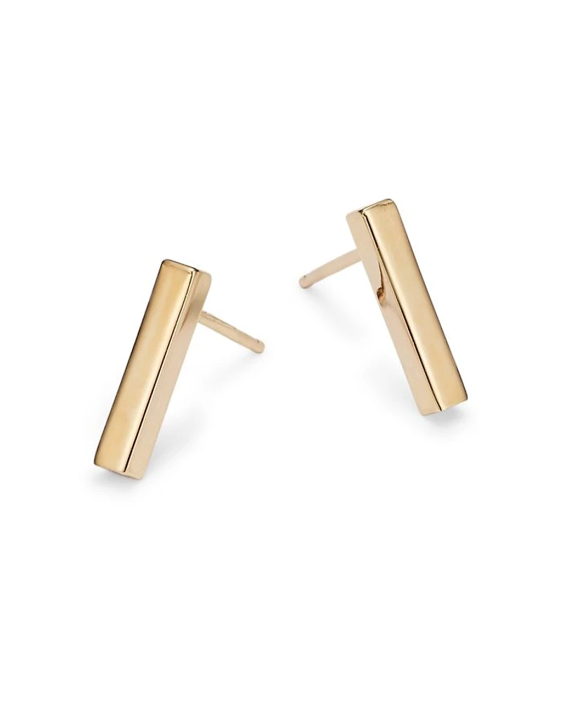 Bar Stud Earrings in 14K Yellow Gold - Exclusive