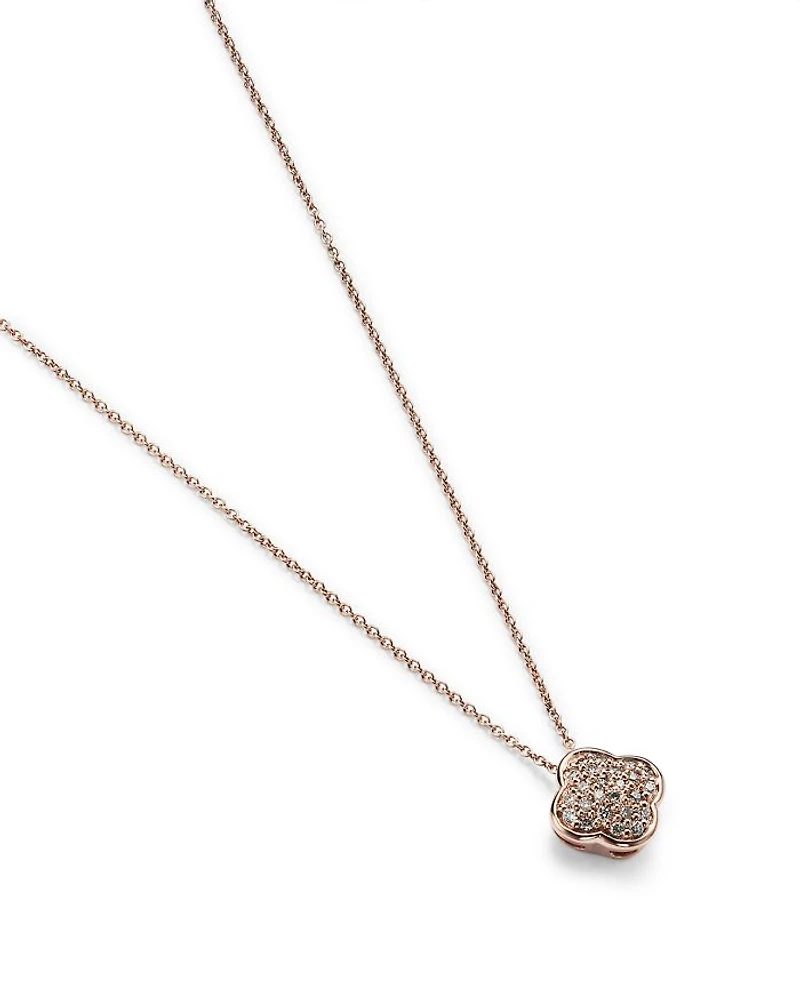 Pavé Diamond Clover Pendant Necklace in 14K Rose Gold, 0.08 tcw