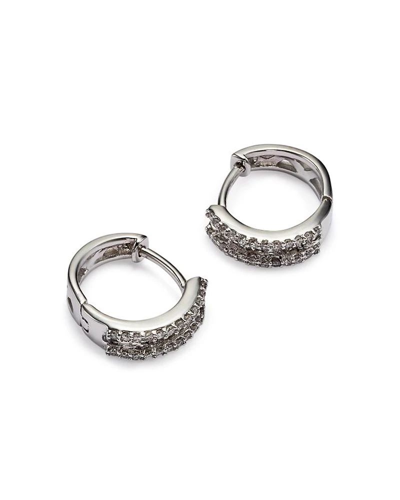 Diamond Baguette Hoop Earrings in 14K White Gold, 0.25 tcw