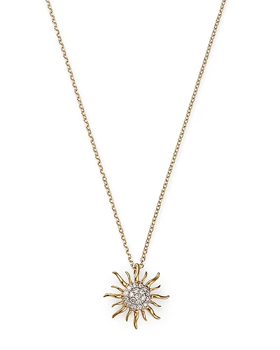 Diamond Sun Pendant Necklace